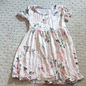 Posh Peanut Floral Kids Dress in Pink and Green